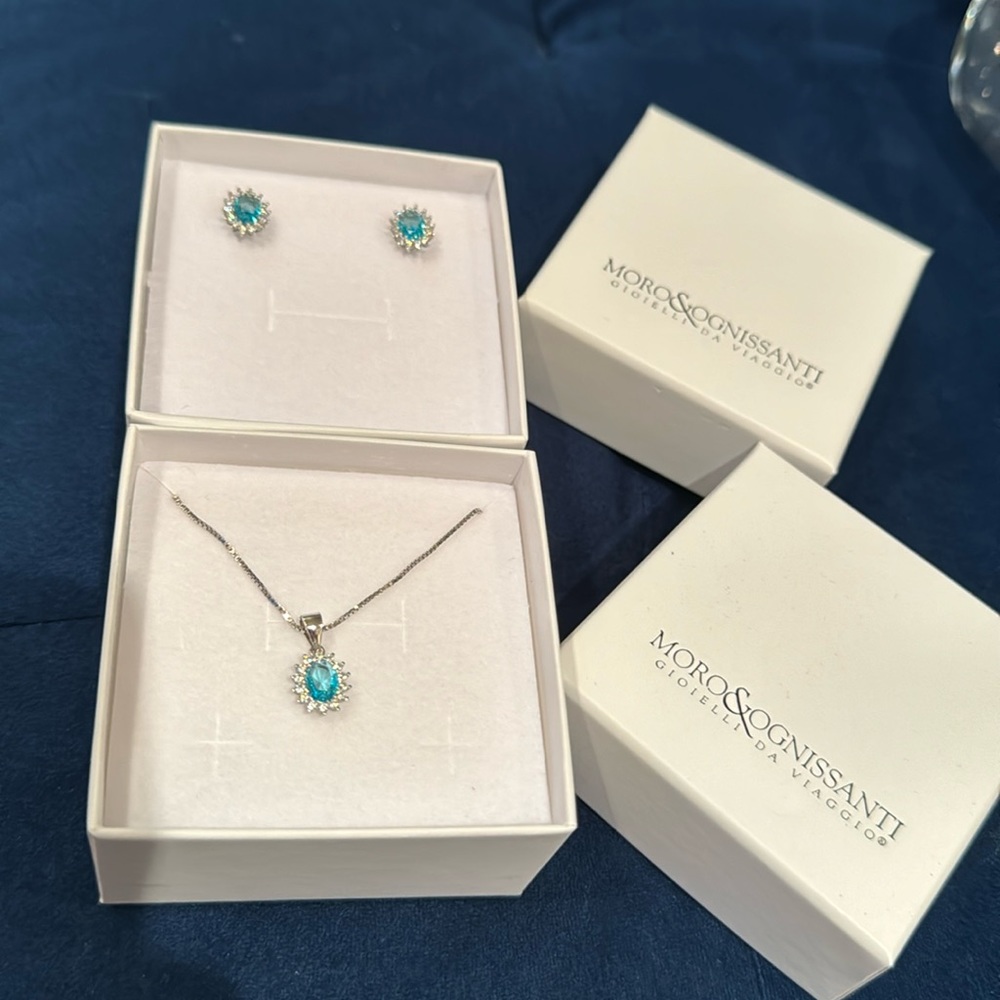 Blue crystal jewelry set